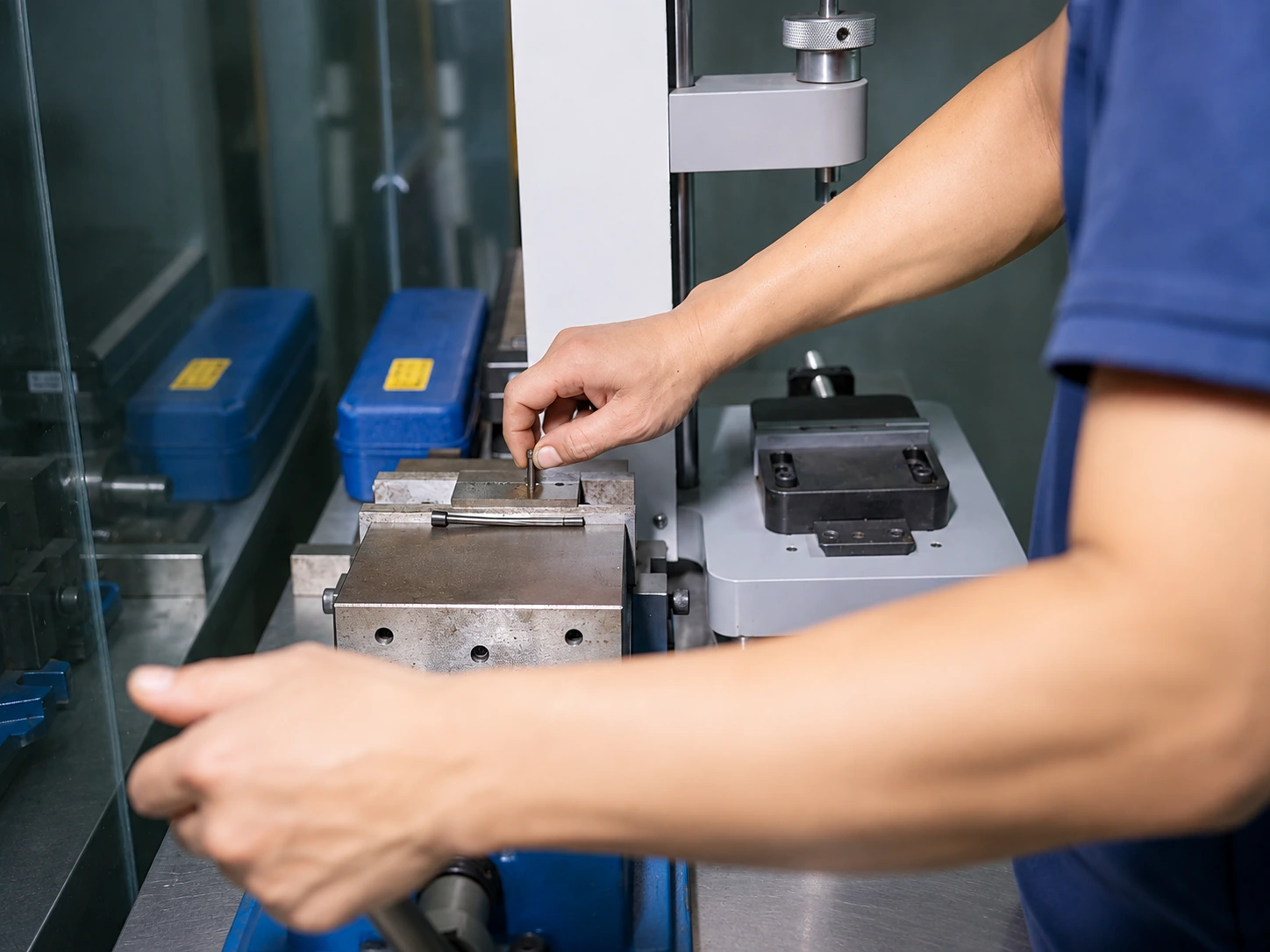 Precision measurement laboratory inspecting fasteners