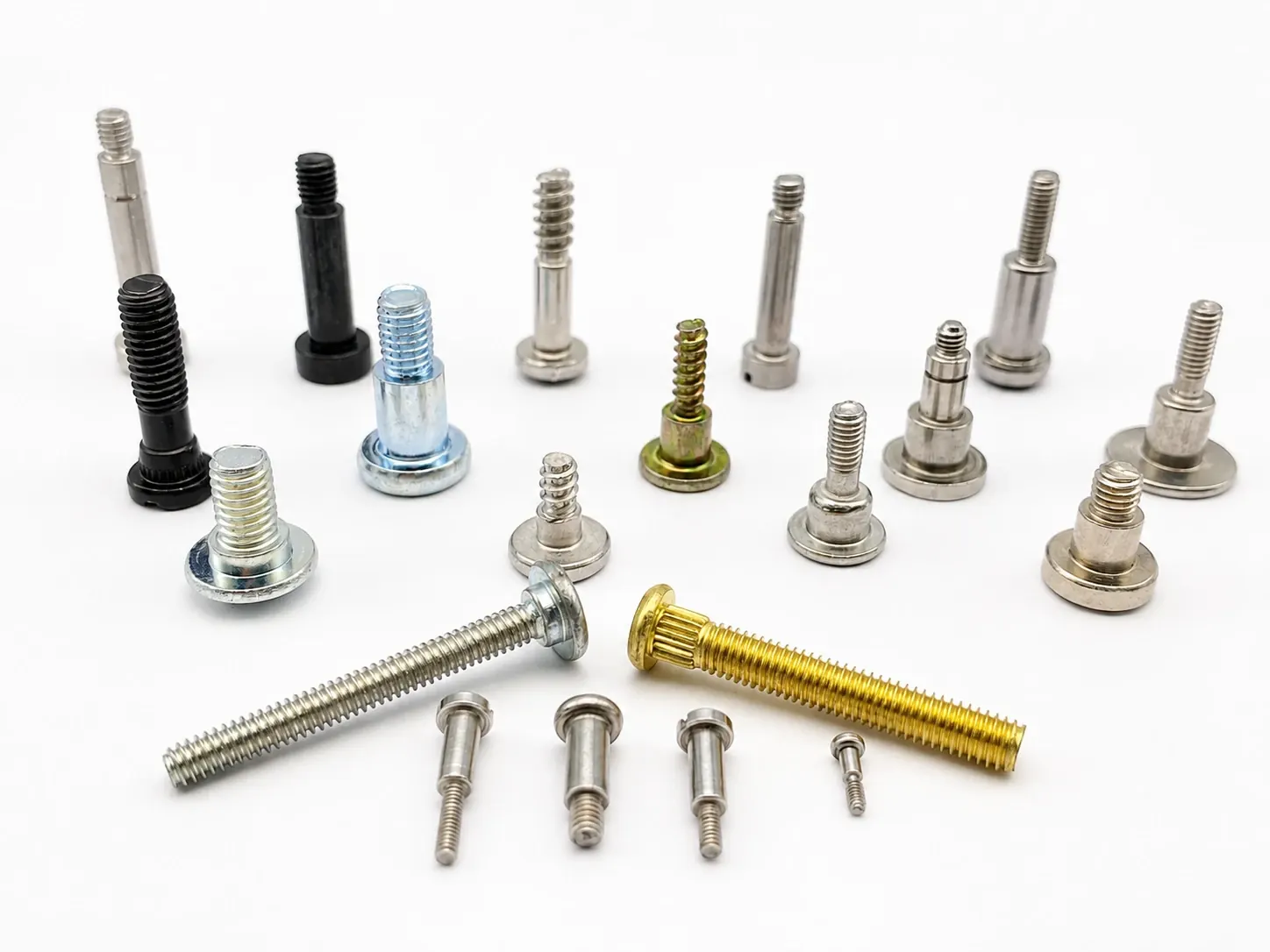 Custom shoulder screws with controlled stepped geometry