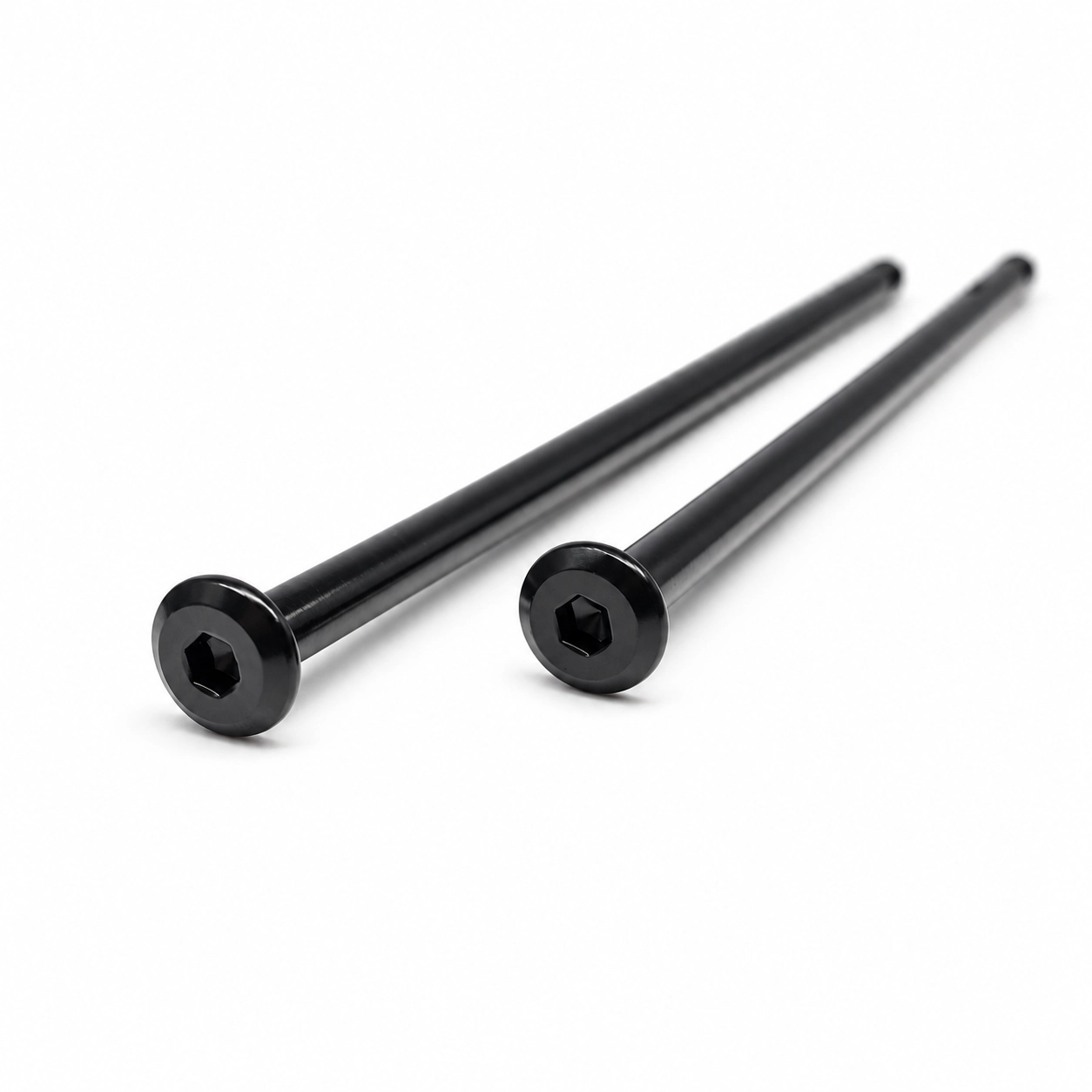Extra-long machine screws with internal hex socket heads and extended shanks