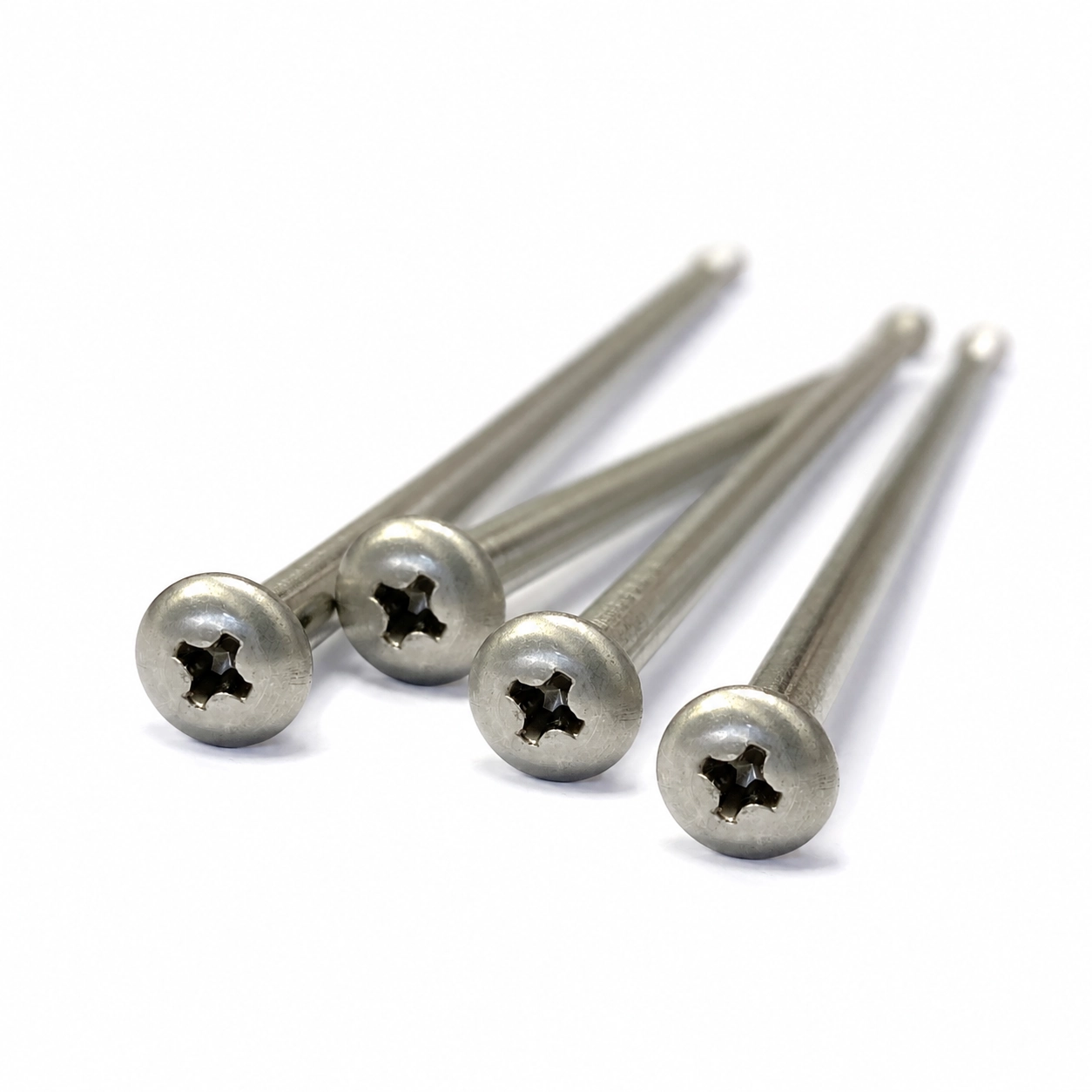Flat head long machine screw for flush mounting