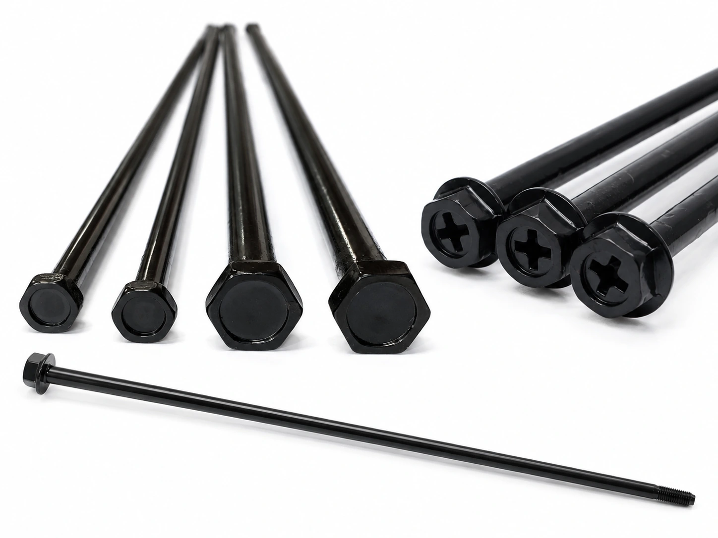 Long Black External Hex & Flange Head Screws