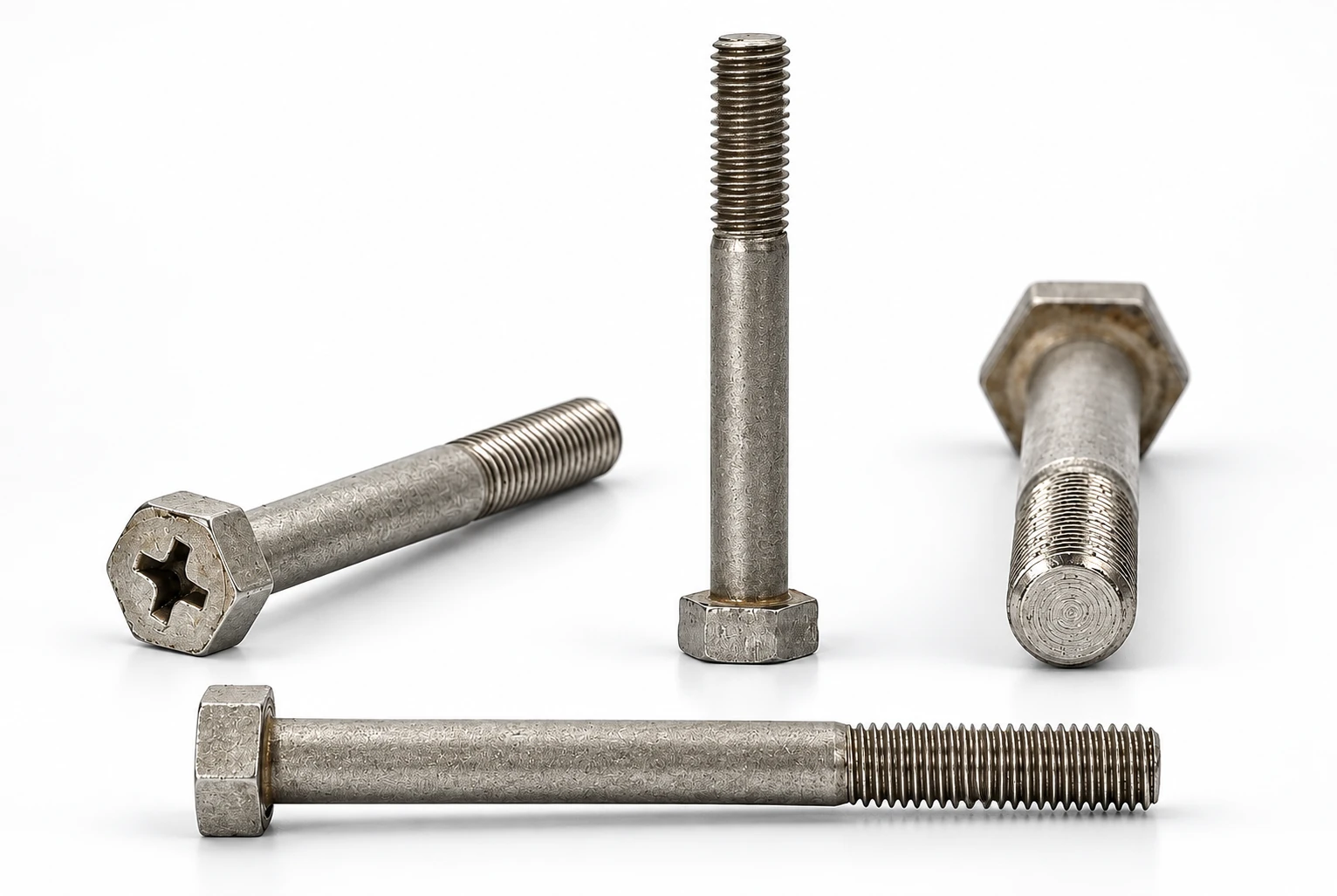 External hex long machine screw with extended unthreaded shank