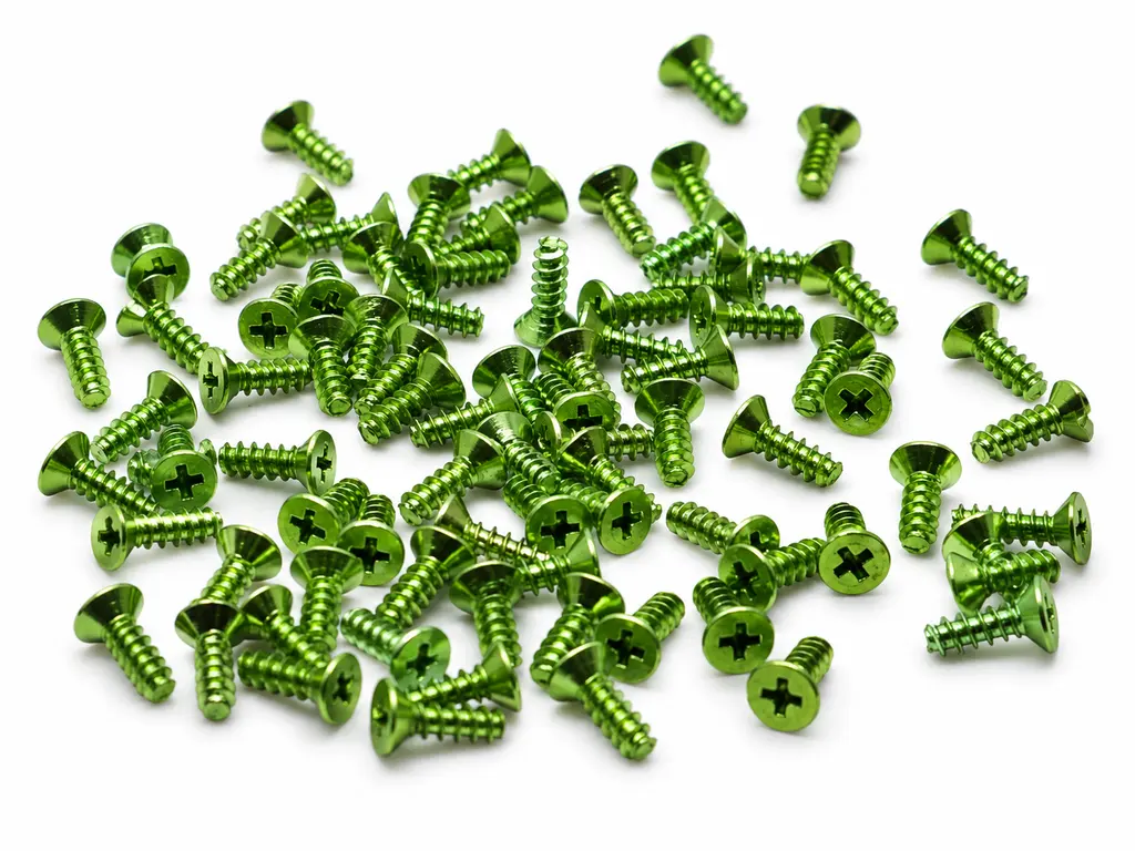 Close-up of micro screw head and thread details