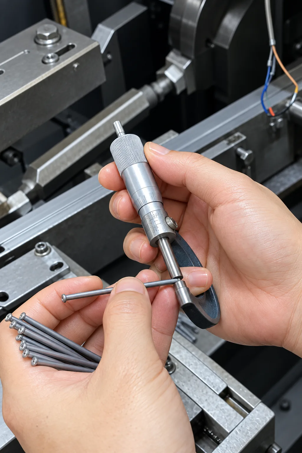 Measuring the major diameter of a long machine screw thread